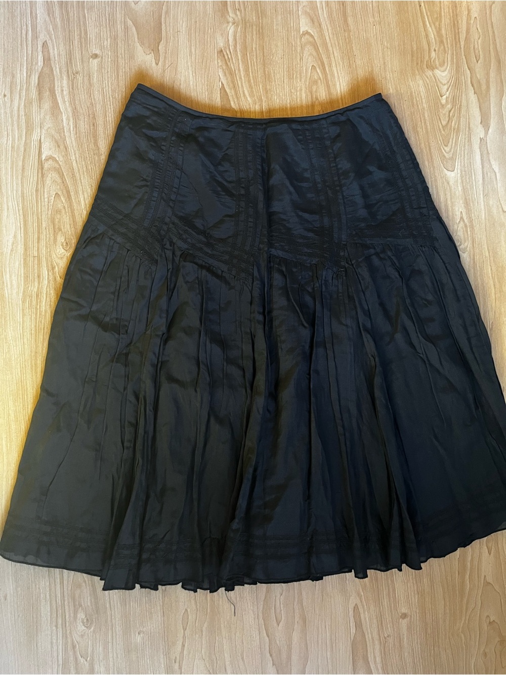 Boho hippie alt emo goth Black Women's Tiered Midi Skirt silk cotton